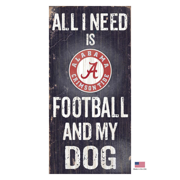 Alabama Crimson Tide Distressed Football And My Dog Sign - National Fur League