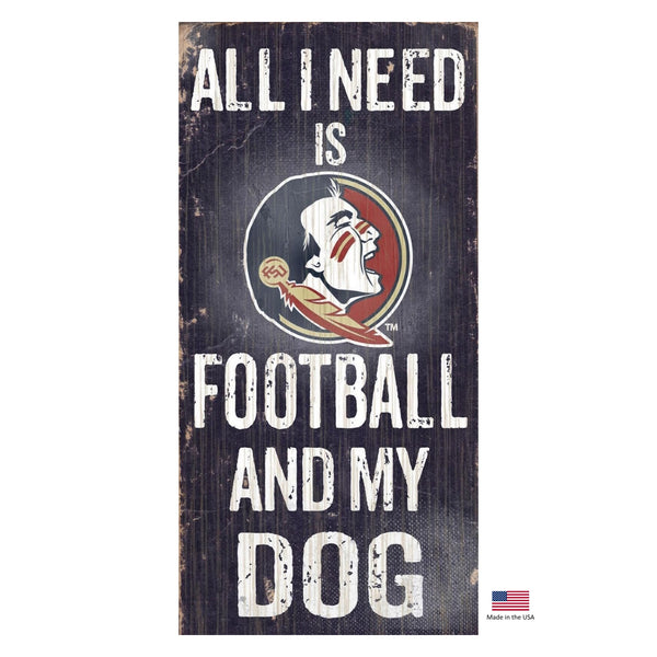Florida State Seminoles Distressed Football And My Dog Sign - National Fur League