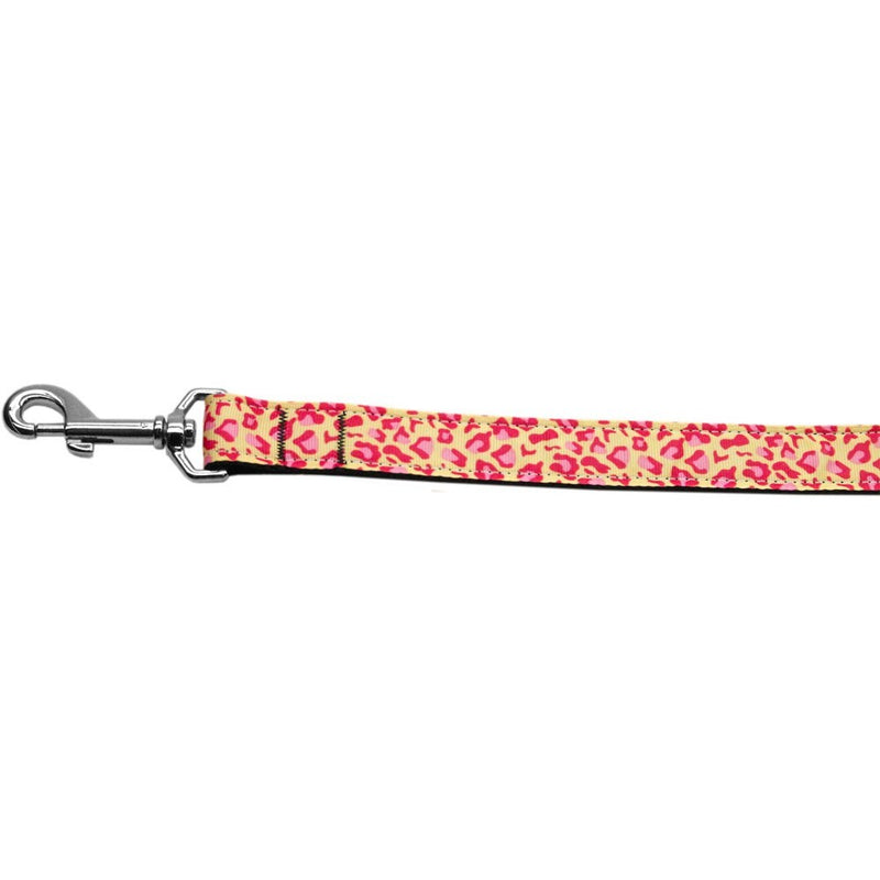 Pink Leopard Print Nylon Ribbon Dog Leash - National Fur League