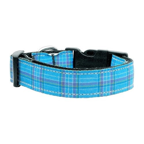 Blue Plaid Nylon Ribbon Dog Collar - National Fur League