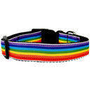 Rainbow Striped Nylon Ribbon Dog Collar - National Fur League