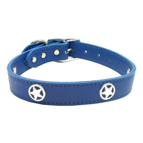 Blue Western Star Leather Dog Collar - National Fur League