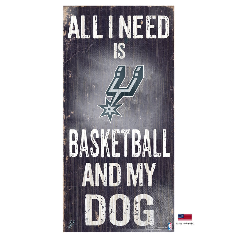 San Antonio Spurs Distressed Basketball And My Dog Sign - National Fur League