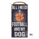 Clemson Tigers Distressed Football And My Dog Sign - National Fur League