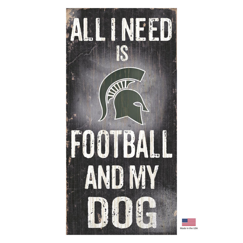 Michigan State Spartans Distressed Football And My Dog Sign - National Fur League