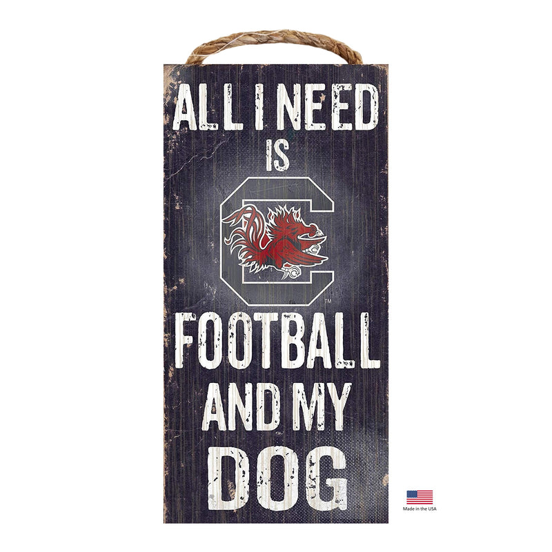 South Carolina Gamecocks Distressed Football And My Dog Sign - National Fur League