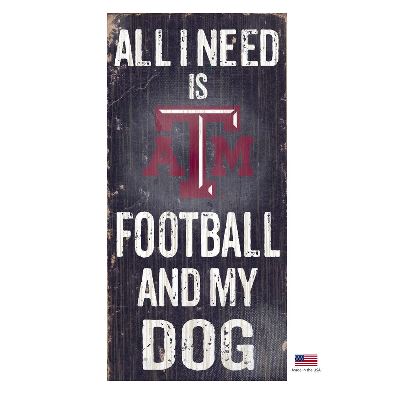 Texas A&m Aggies Distressed Football And My Dog Sign - National Fur League