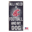 Washington State Cougars Distressed Football And My Dog Sign - National Fur League