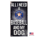Houston Astros Distressed Baseball And My Dog Sign - National Fur League