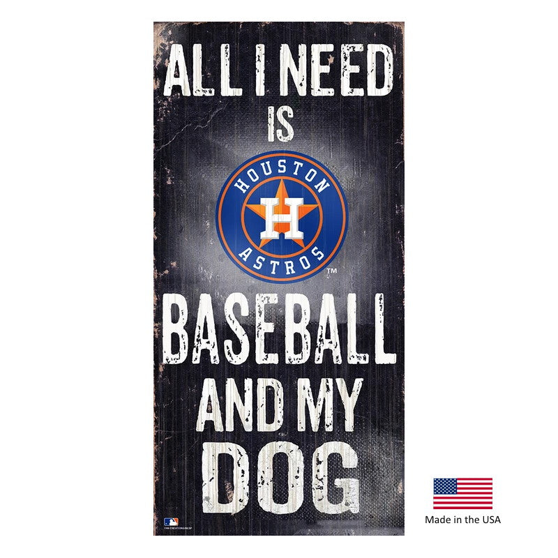 Houston Astros Distressed Baseball And My Dog Sign - National Fur League