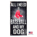 Boston Red Sox Distressed Baseball And My Dog Sign - National Fur League