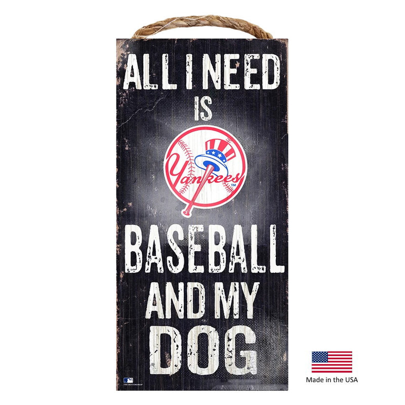 New York Yankees Distressed Baseball And My Dog Sign - National Fur League