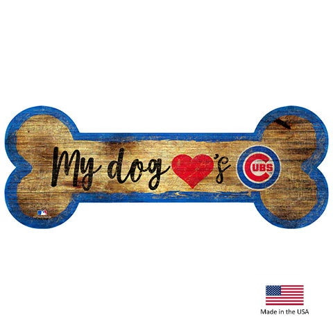 Chicago Cubs Distressed Dog Bone Wooden Sign - National Fur League