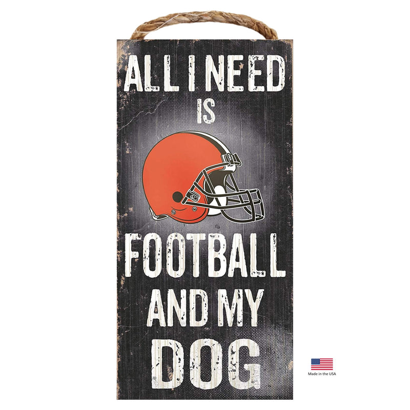 Cleveland Browns Distressed Football And My Dog Sign - National Fur League