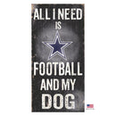 Dallas Cowboys Distressed Football And My Dog Sign - National Fur League