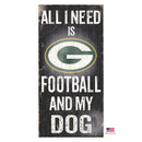 Green Bay Packers Distressed Football And My Dog Sign - National Fur League