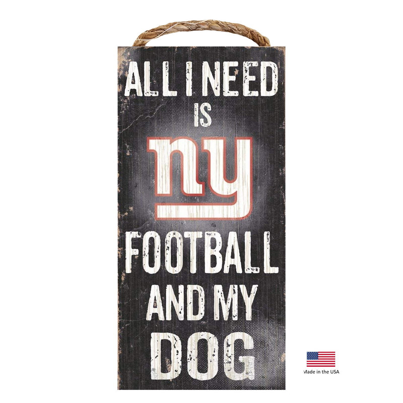 New York Giants Distressed Football And My Dog Sign - National Fur League