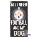 Pittsburgh Steelers Distressed Football And My Dog Sign - National Fur League