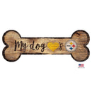 Pittsburgh Steelers Distressed Dog Bone Wooden Sign - National Fur League