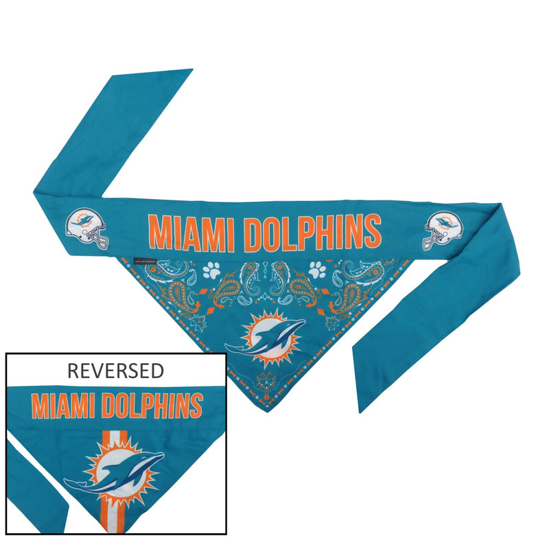 Miami Dolphins Pet Reversible Paisley Bandana - National Fur League