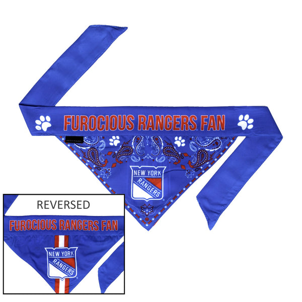 New York Rangers Pet Reversible Paisley Bandana - National Fur League