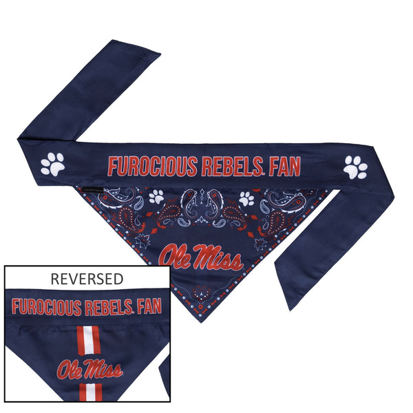 Ole Miss Rebels Pet Reversible Paisley Bandana - National Fur League