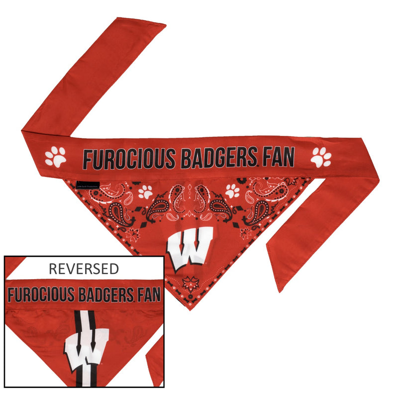 Wisconsin Badgers Pet Reversible Paisley Bandana - National Fur League