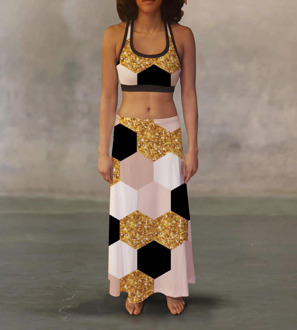 Geometric Wrapping Paper Maxi Skirt