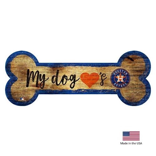 Houston Astros Distressed Dog Bone Wooden Sign - National Fur League