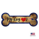 New England Patriots Distressed Dog Bone Wooden Sign - National Fur League