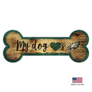 Philadelphia Eagles Distressed Dog Bone Wooden Sign - National Fur League
