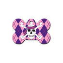 Pink Argyle Skull And Crossbones Large Bone Id Tag - National Fur League