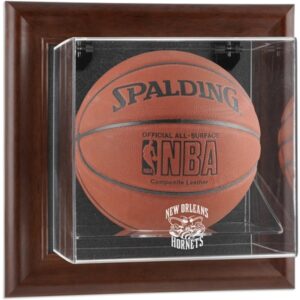 New Orleans Hornets Brown Framed Wall-Mounted Hardwood Classics 2008 - 2013 Team Logo Basketball Display Case