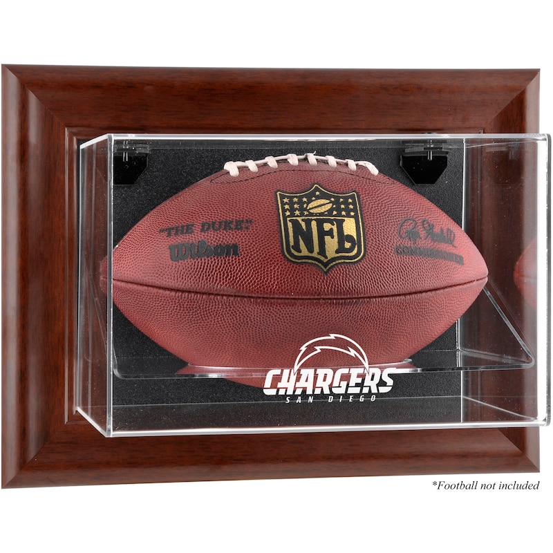 San Diego Chargers Brown Framed Wall-Mountable Football Display Case