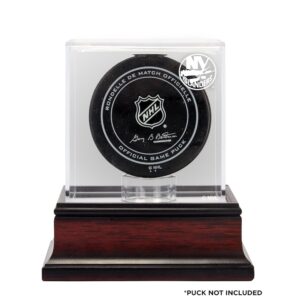 New York Islanders Mahogany Hockey Puck Logo Display Case
