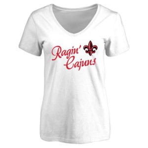 Women's White Louisiana-Lafayette Ragin Cajuns Dora V-Neck T-Shirt