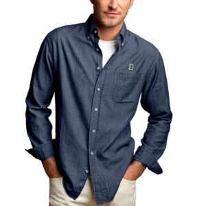 Men's Blue Dartmouth Big Green Hudson Denim Long Sleeve Button-Down Shirt