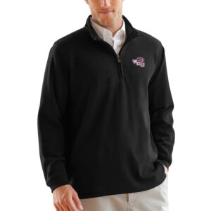 Men's Black Western Carolina Catamounts Flat-Back Rib 1/4-Zip Pullover Sweater