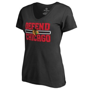 Women's Black Chicago Blackhawks Hometown Collection Defend T-Shirt