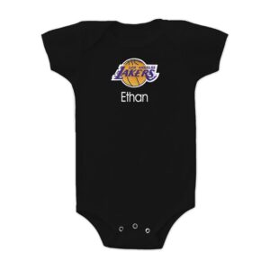 Infant Black Los Angeles Lakers Personalized Bodysuit