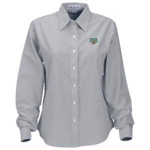 Women's Gray Ohio Bobcats Velocity Oxford Plus Size Button-Up Long Sleeve Shirt