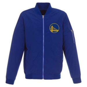 Men's JH Design Royal Golden State Warriors Lightweight Nylon Full-Zip Bomber Jacket
