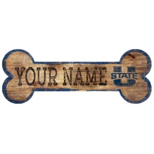 Utah State Aggies 12" x 6" Personalized Dog Bone Sign