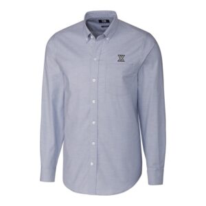 Men's Cutter & Buck Light Blue Xavier Musketeers Stretch Oxford Big & Tall Long Sleeve Button-Down Shirt