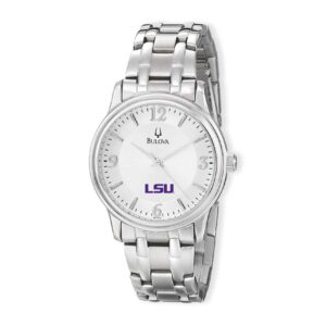 Men's Bulova Silver LSU Tigers Stainless Steel Quartz Watch