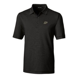 Men's Cutter & Buck Black Purdue Boilermakers Forge Pencil Stripe Polo