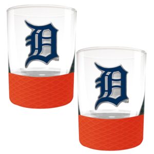 Detroit Tigers 2-Pack 14oz. Rocks Glass Set with Silcone Grip