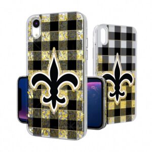 New Orleans Saints iPhone Plaid Design Glitter Case