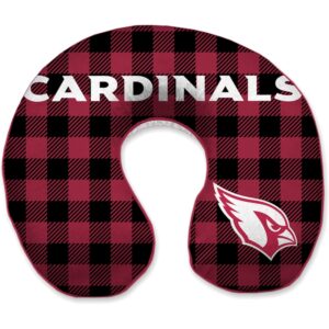 Arizona Cardinals Buffalo Check Sherpa Memory Foam Travel Pillow - Red