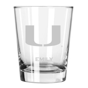 Miami Hurricanes 15oz. Personalized Double Old Fashion Etched Glass